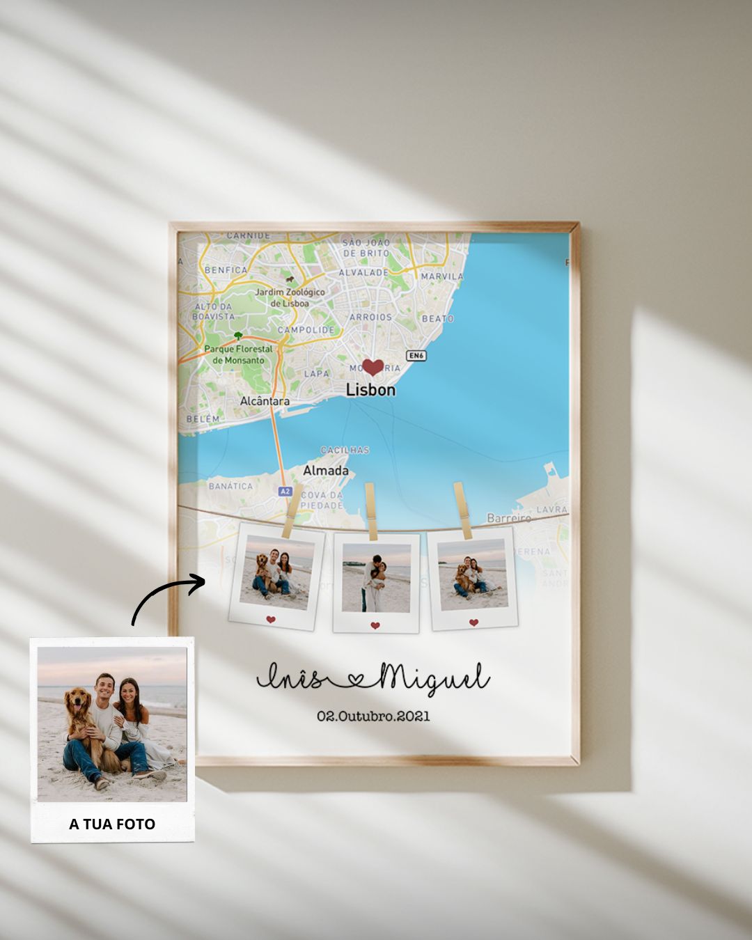 2.17. Cuadro Mapa con 3 Fotografías Polaroid