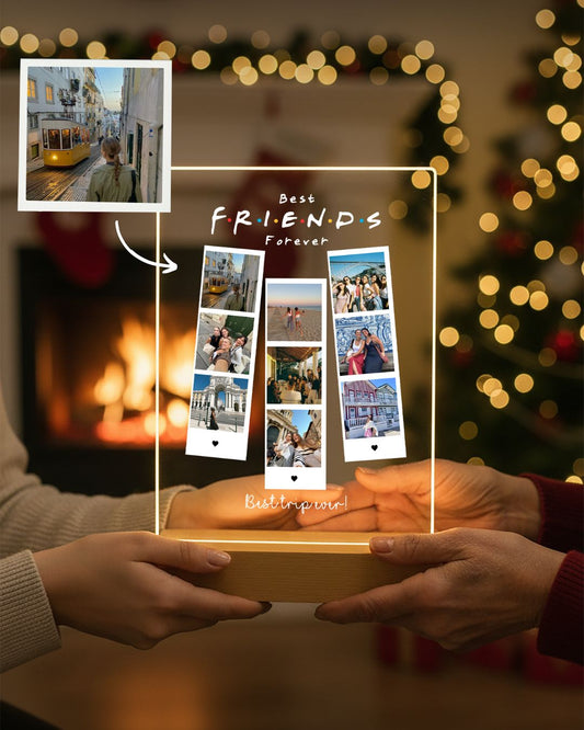 Placa "Friends" c/ 9 Fotografias Polaroids