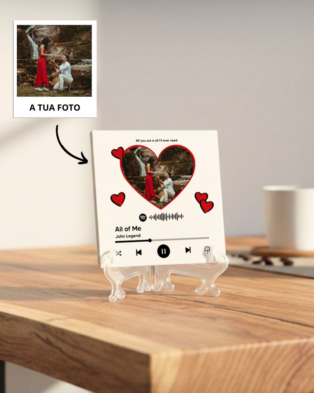 Azulejo Spotify Player c/ Foto Coração