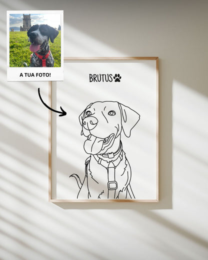 Quadro Retrato Line Art Personalizado (1 Animal)