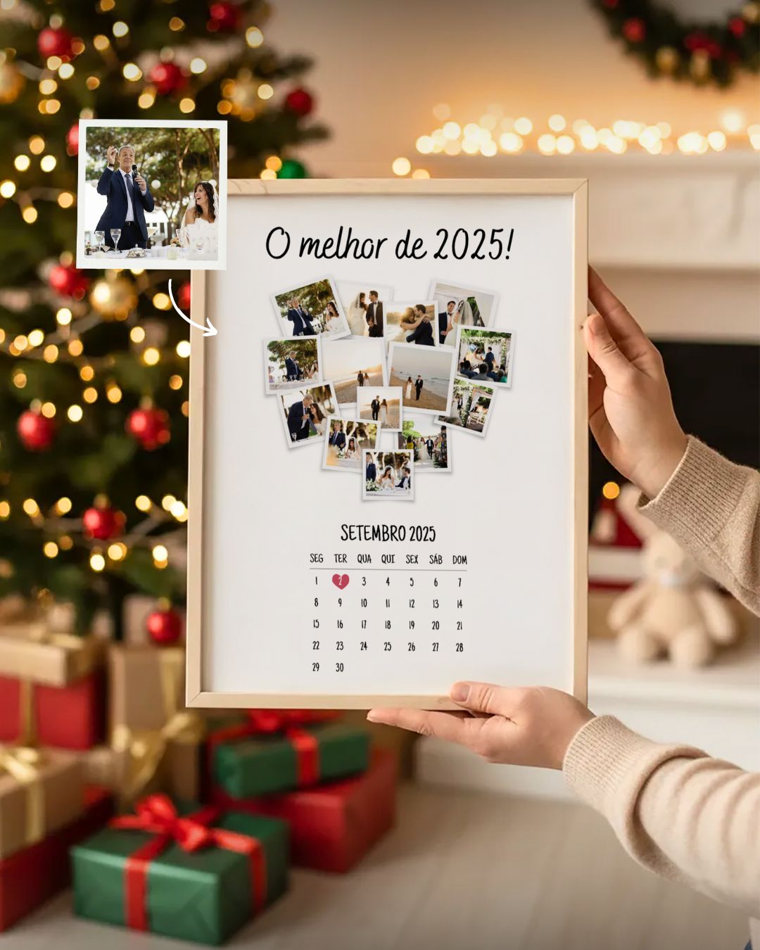 Quadro c/ 14 Fotografias & Calendário Personalizado