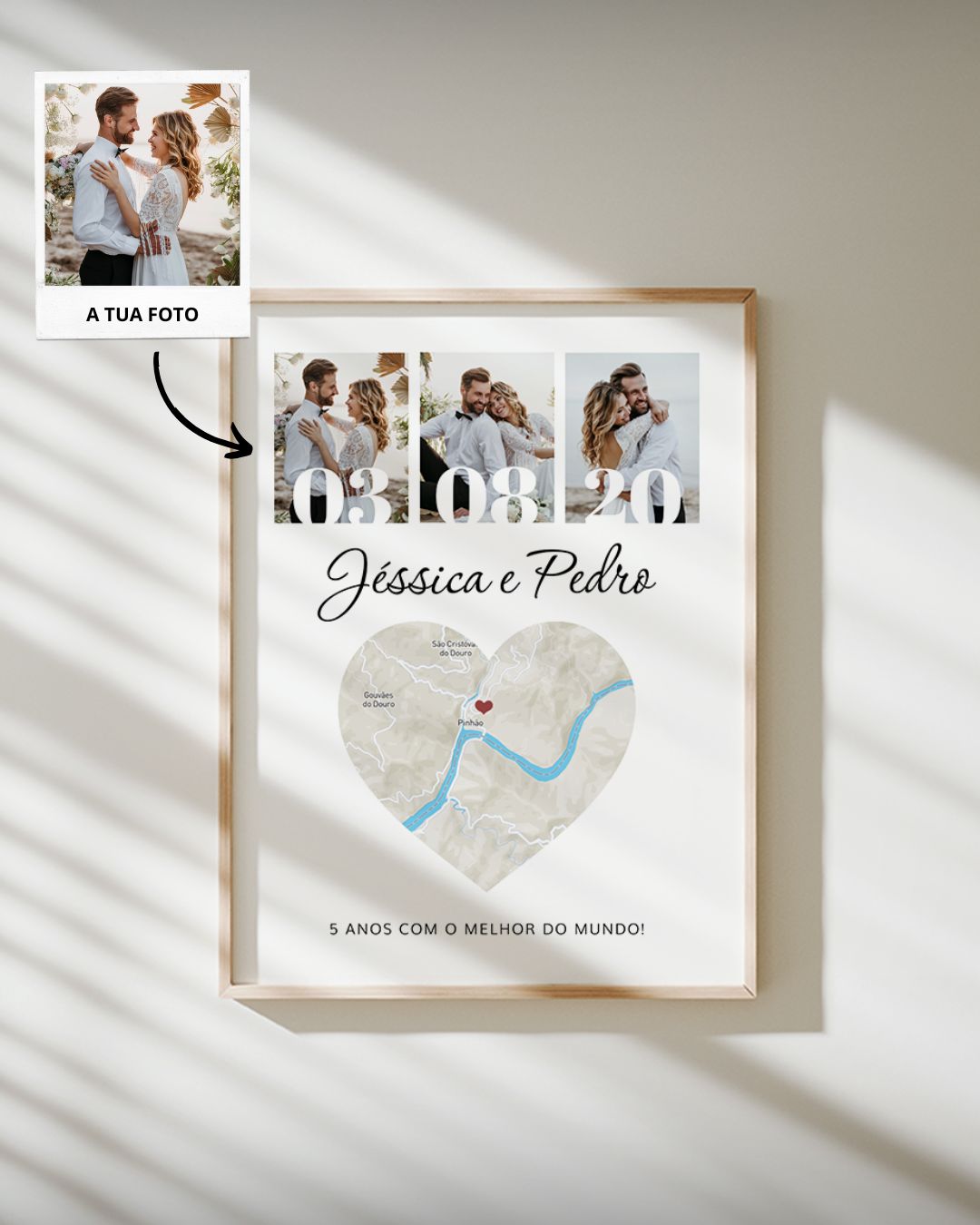 Cuadro c/ 3 Fotografías y Mapa Personalizado