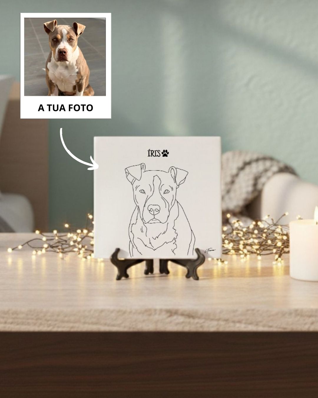 Custom Line Art Portrait Tile