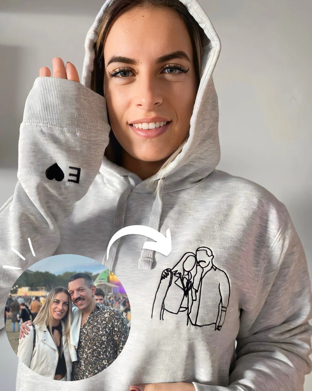 Hoodie Retrato Line Art Personalizável