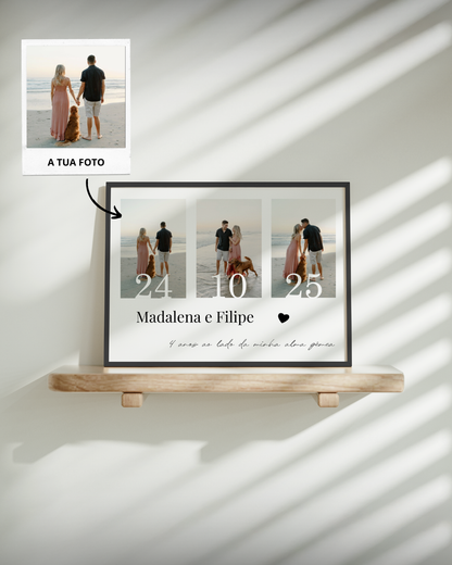 Quadro c/ 3 Fotos & Data Personalizado