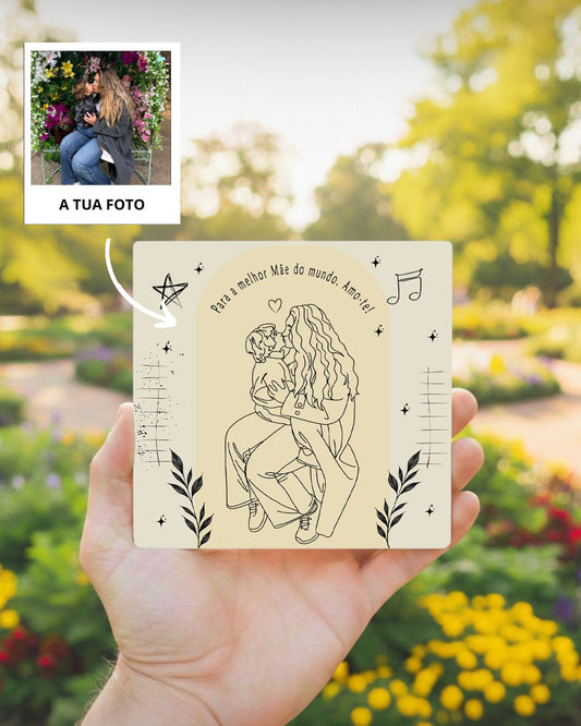 Azulejo Retrato Line Art Personalizado Vintage