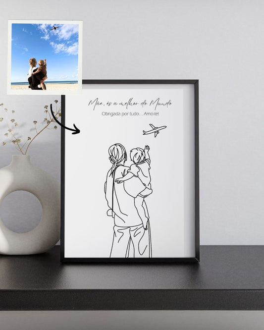 capa:mae | Quadro Retrato Line Art Personalizado — presente para a Mãe