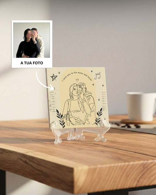 Azulejo Retrato Line Art Personalizado Vintage