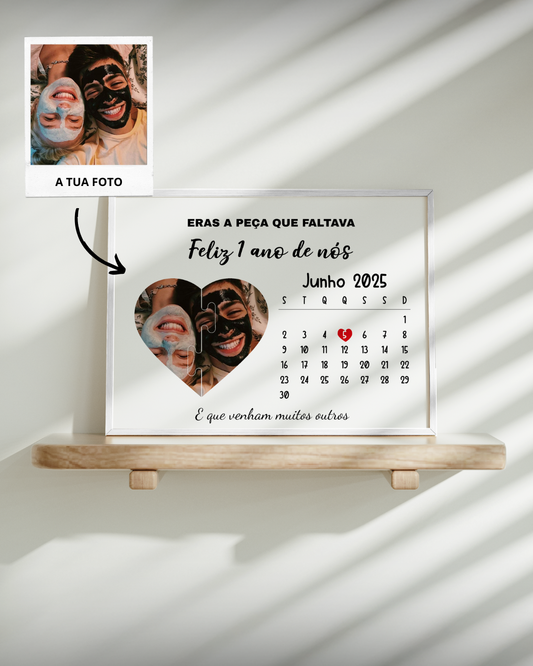 capa:namorados | Quadro Heart Puzzle c/ Calendário Personalizado