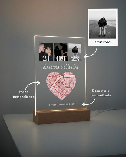 Lámpara c/ 3 Fotografías y Mapa Personalizado