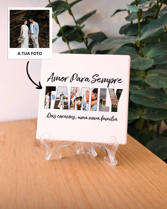 "Family" Tile with 6 Personalized Photos