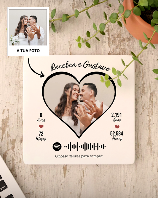 Azulejo Aniversário c/ Foto & Código QR Spotify