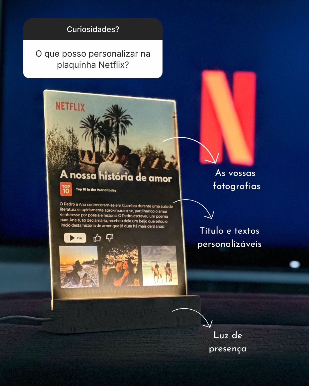 Lámpara Serie Netflix c/ 4 Fotografías Personalizable