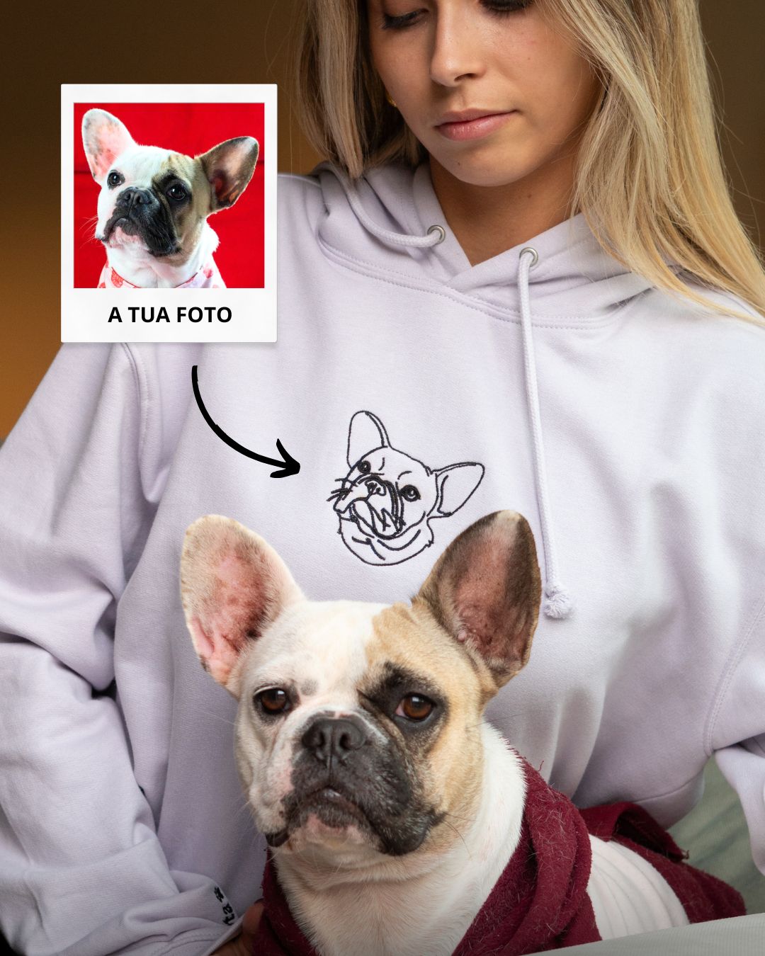 Custom Line Art Portrait Hoodie - Pets