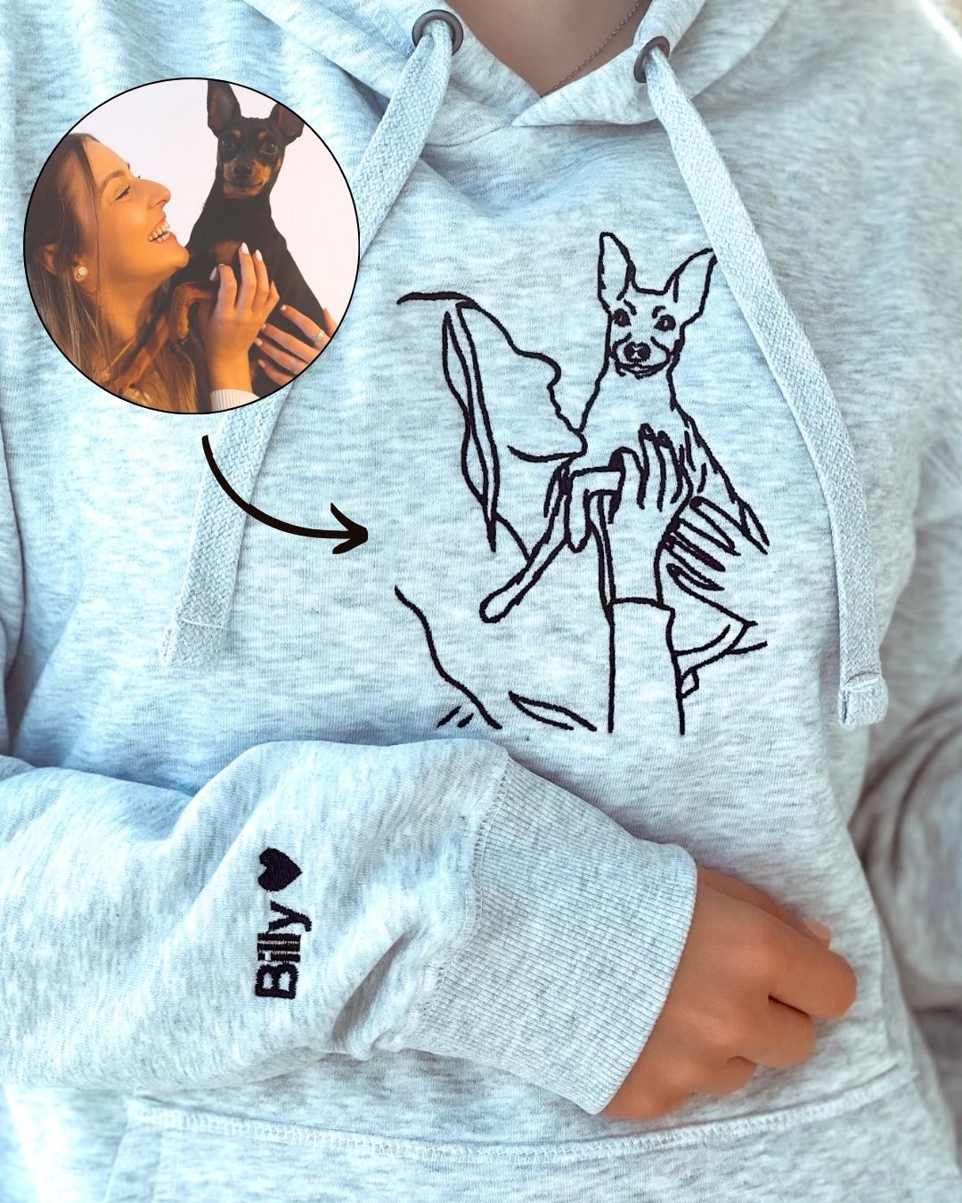 Custom Line Art Portrait Hoodie - Pets