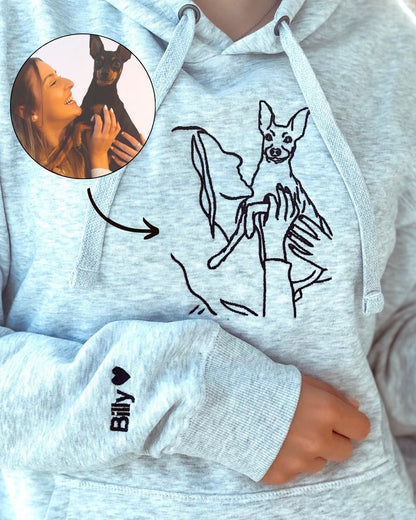 Custom Line Art Portrait Hoodie - Pets