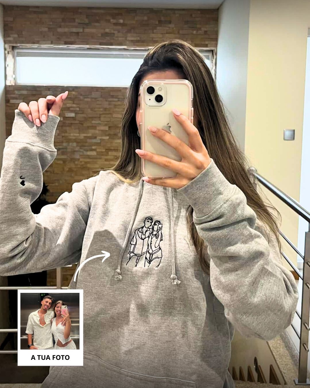 Hoodie Retrato Line Art Personalizável