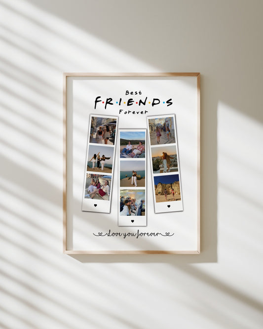 capa:amigos | Quadro “Friends” c/ 9 Fotografias Polaroids — presente para Amigos