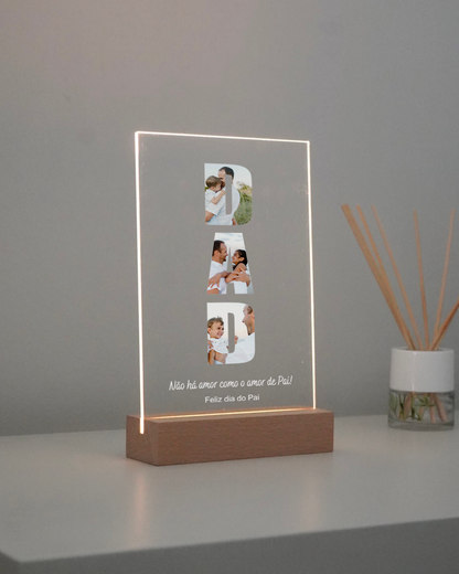 Placa "PAI" // "DAD" c/ 3 Fotos Personalizada