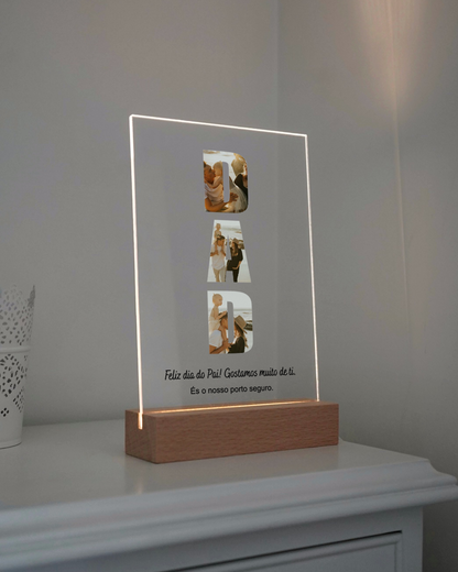 Placa "PAI" // "DAD" c/ 3 Fotos Personalizada