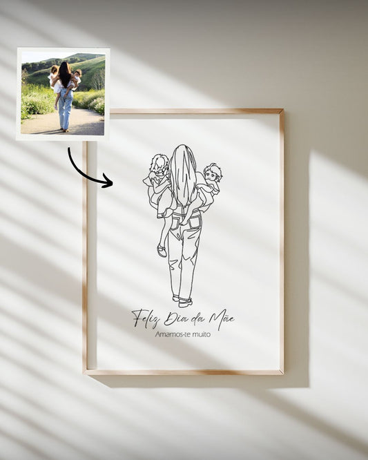 Quadro Retrato Line Art Personalizado