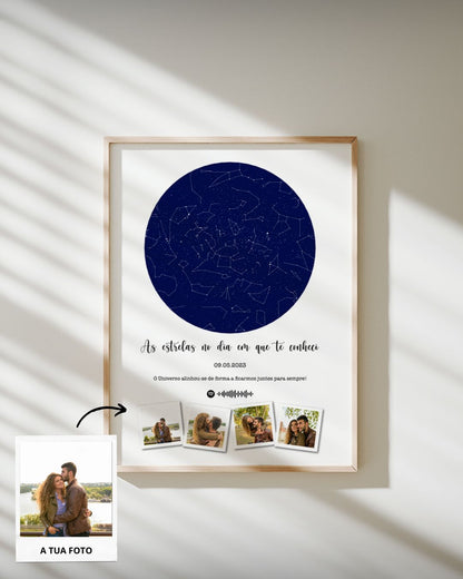 Cuadro Mapa de Estrellas con 4 Fotografías