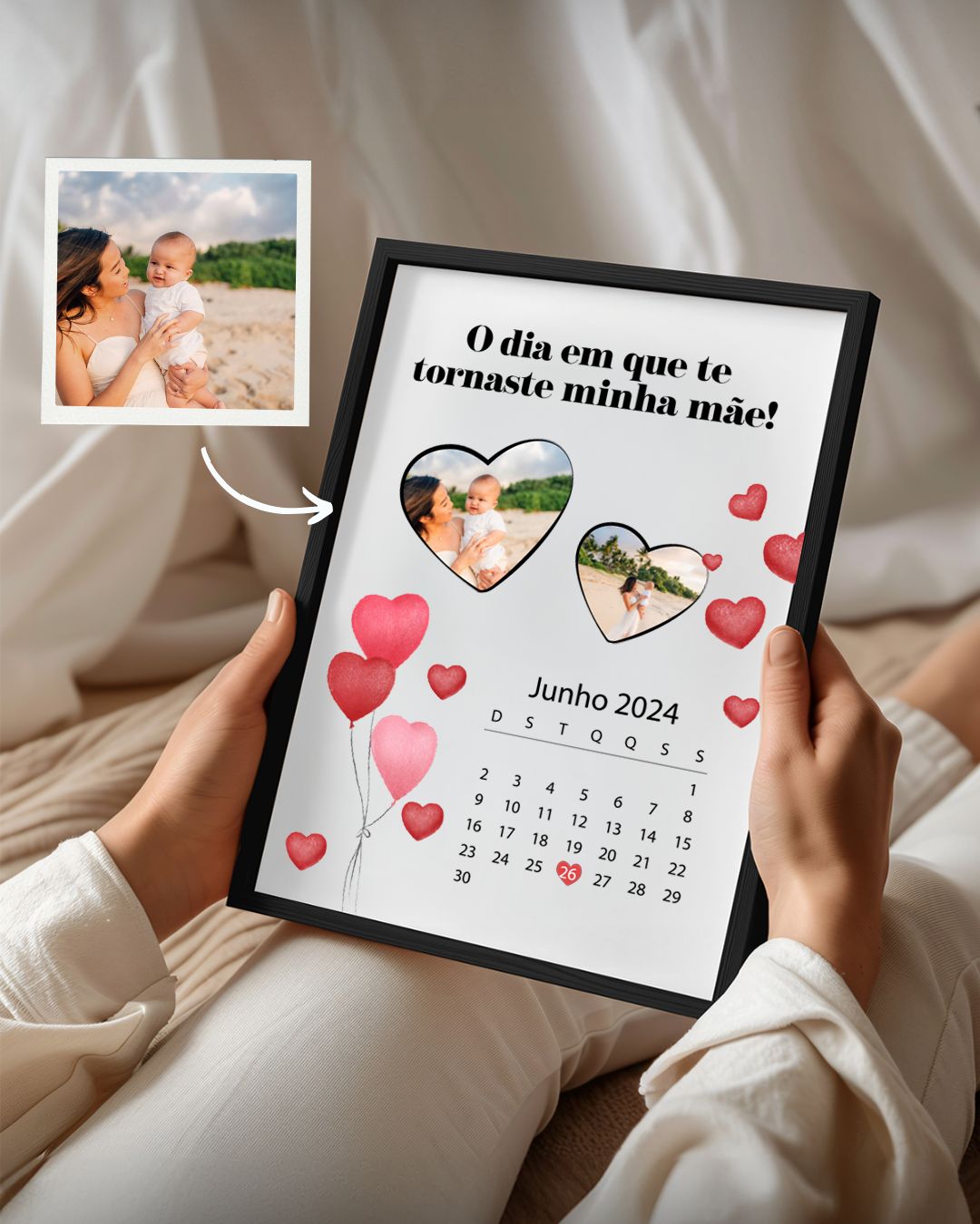 Cuadro Calendario c/ 2 Fotografías Personalizado