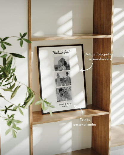 Cuadro c/ 3 Fotografías Polaroid y Fecha Especial (B/N)