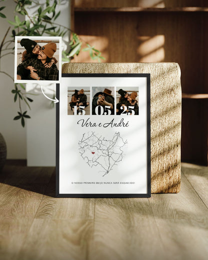 Cuadro c/ 3 Fotografías y Mapa Personalizado