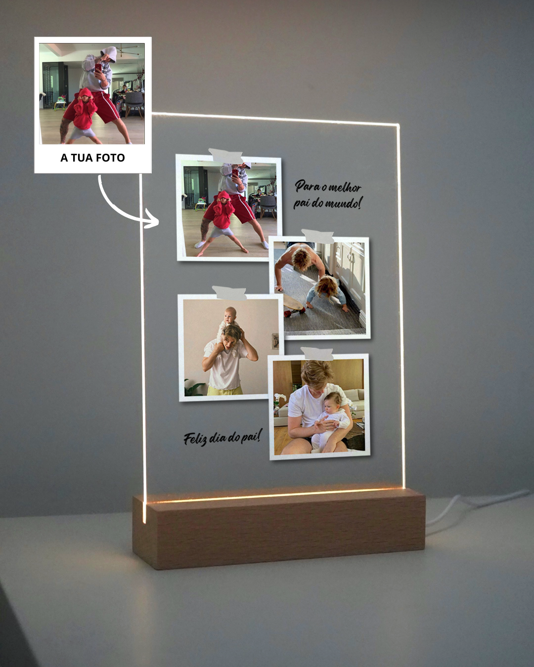 Placa c/ 4 Fotos Polaroid Personalizado