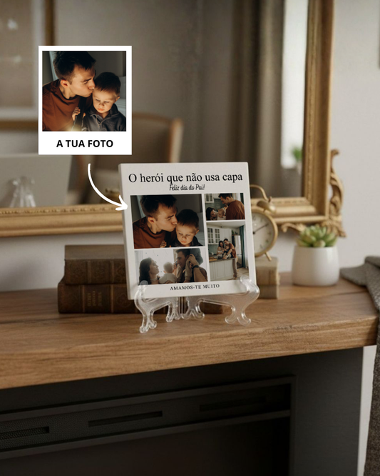 Azulejo c/ Nome & 4 Fotografias Personalizado