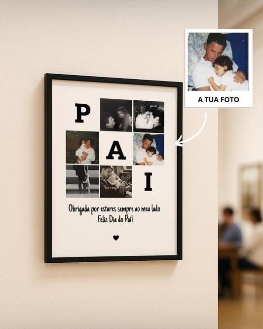 Quadro c/ 3 Letras & 6 Fotografias Personalizado