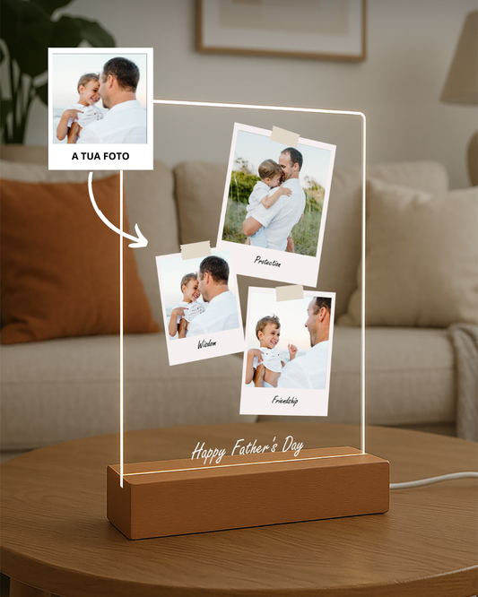capa:pai | Placa c/ 3 Fotografias Memórias Polaroids — presente para o Pai