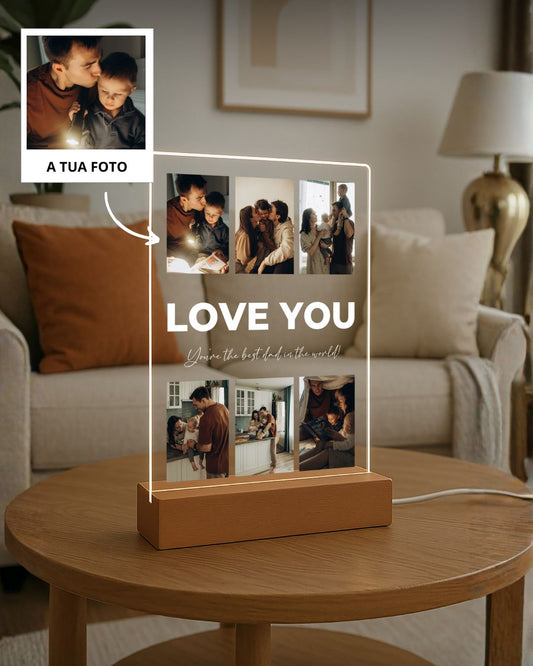 Placa "Love You" c/ 6 Fotografias Personalizada