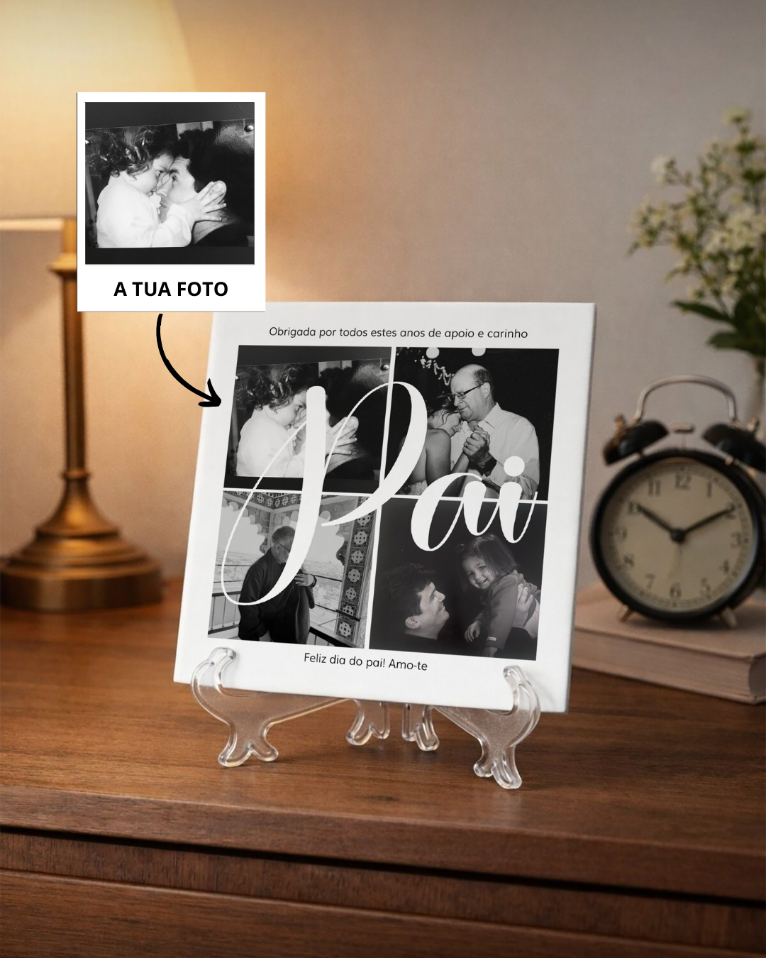 Azulejo c/ 4 Fotografias Personalizado - Dia do Pai