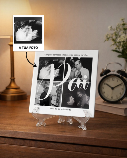 Azulejo c/ 4 Fotografias Personalizado - Dia do Pai
