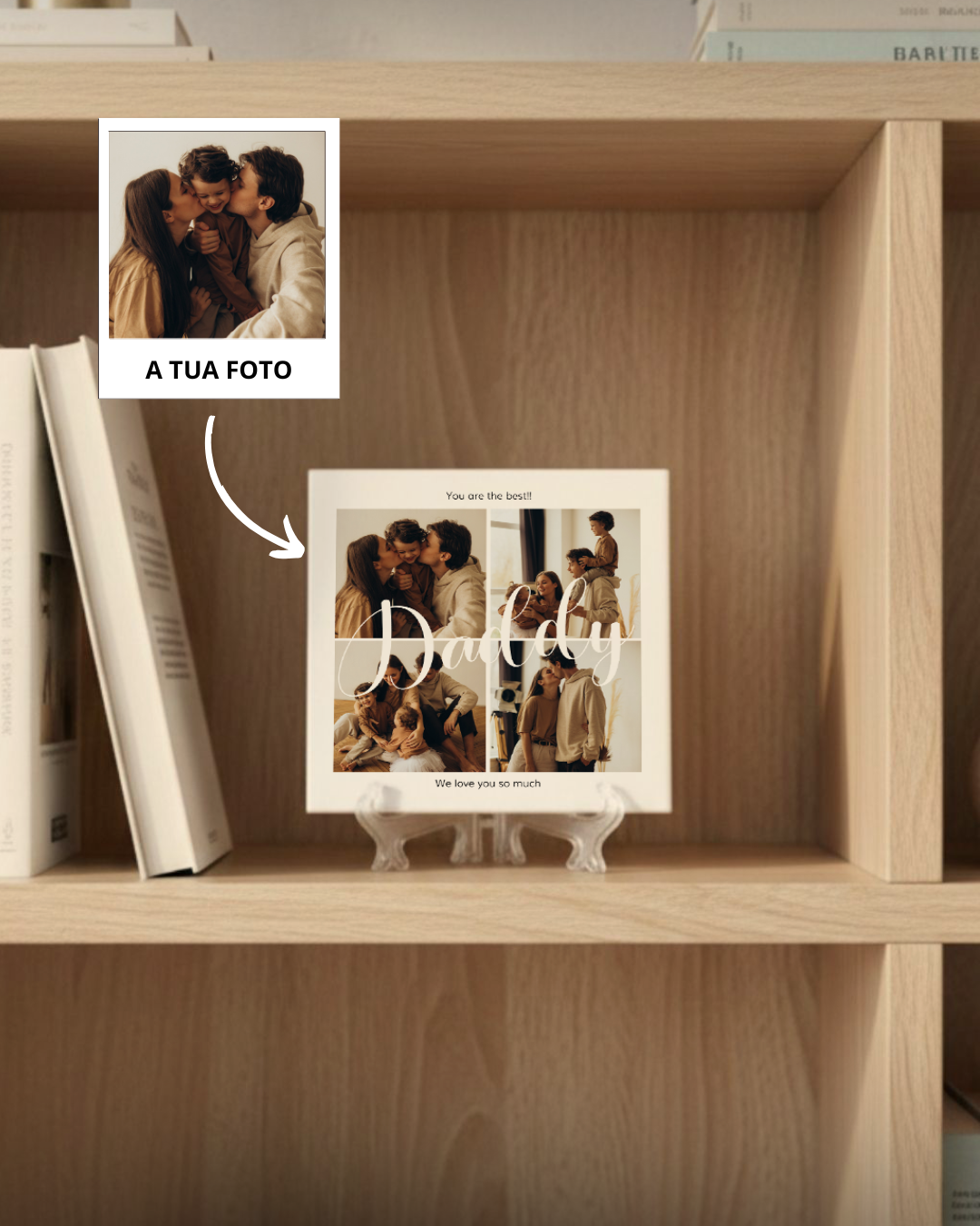 Azulejo c/ 4 Fotografias Personalizado - Dia do Pai