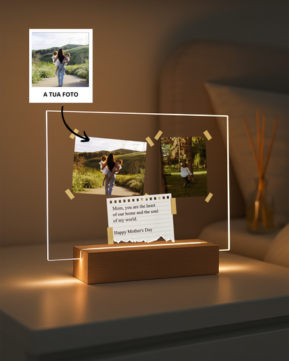 Placa c/ 2 Fotos Polaroid & Nota Especial