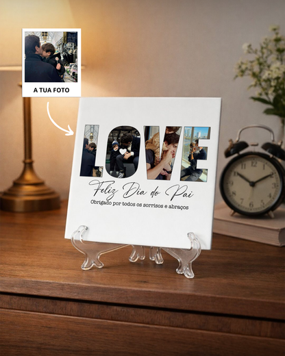 Azulejo "LOVE" c/ 4 Fotografias Personalizado