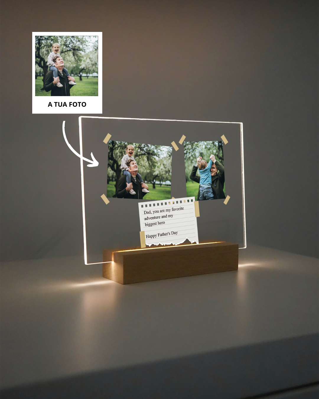 Placa c/ 2 Fotos Polaroid & Nota Especial