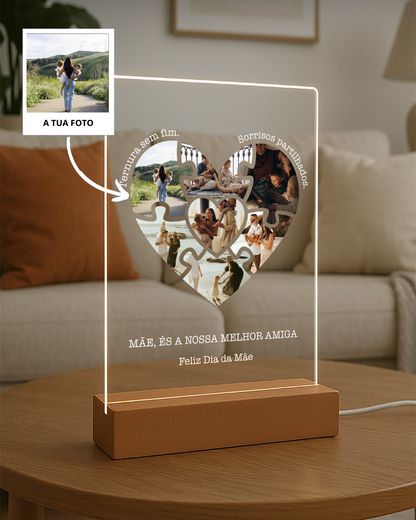 Placa "Love Puzzle" c/ 7 Fotografias - Dia da Mãe