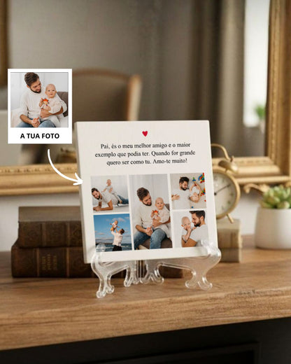 Azulejo c/ 5 Fotografias e Dedicatória Personalizado