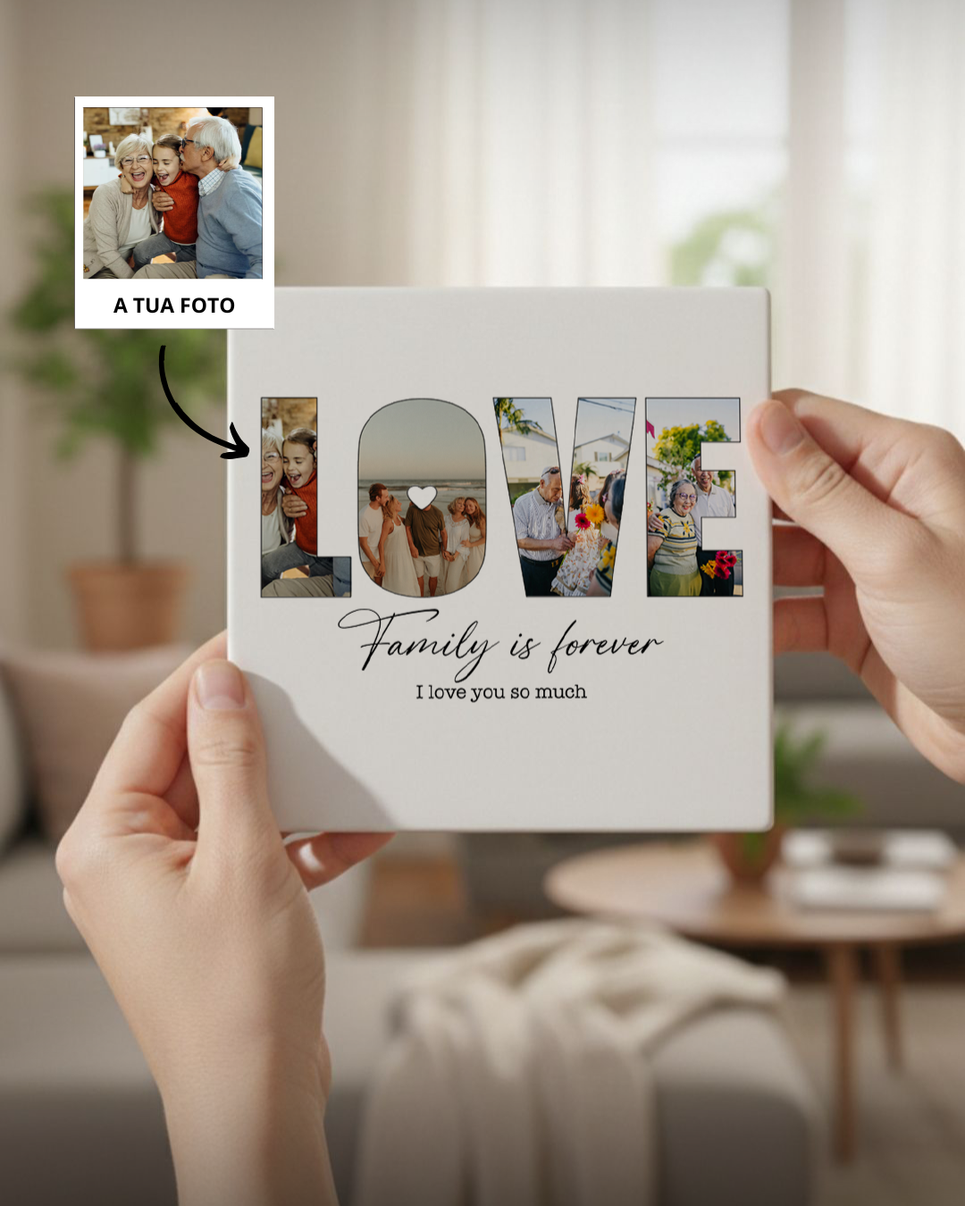Azulejo "LOVE" c/ 4 Fotografias Personalizado