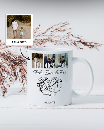 Caneca c/ 3 Fotografias & Mapa Personalizado