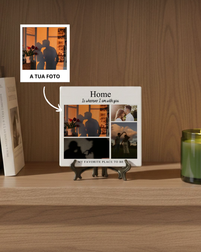 Azulejo c/ Nome & 4 Fotografias Personalizado