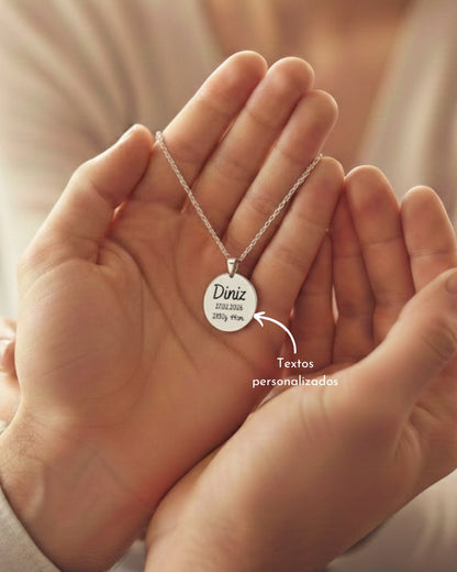 Colar Nome & Dados de Nascimento Personalizado