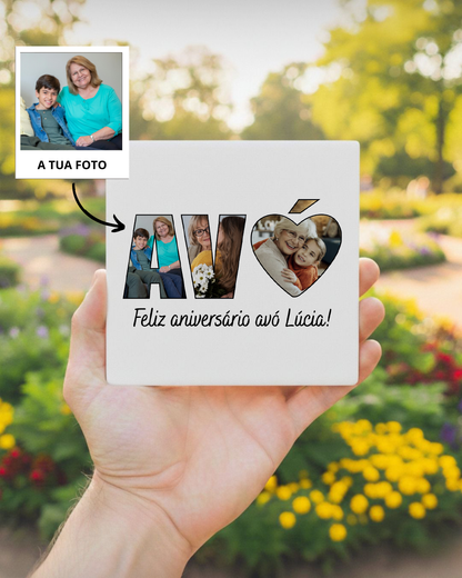 Azulejo Avô/Avó c/ 3 Fotografias Personalizado