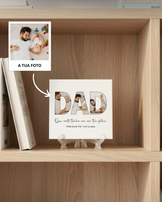 Azulejo "DAD" c/ 4 Fotos Personalizado