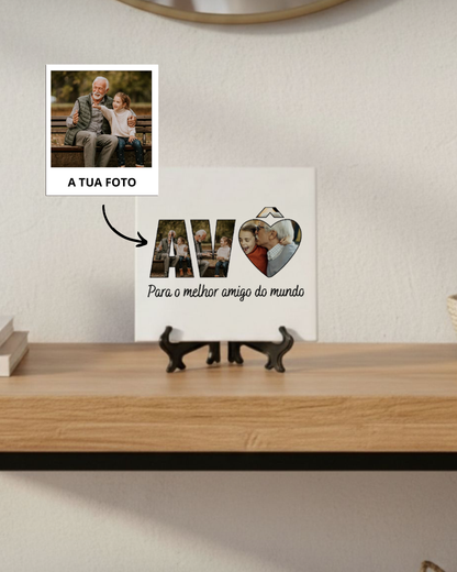 Azulejo Avô/Avó c/ 3 Fotografias Personalizado