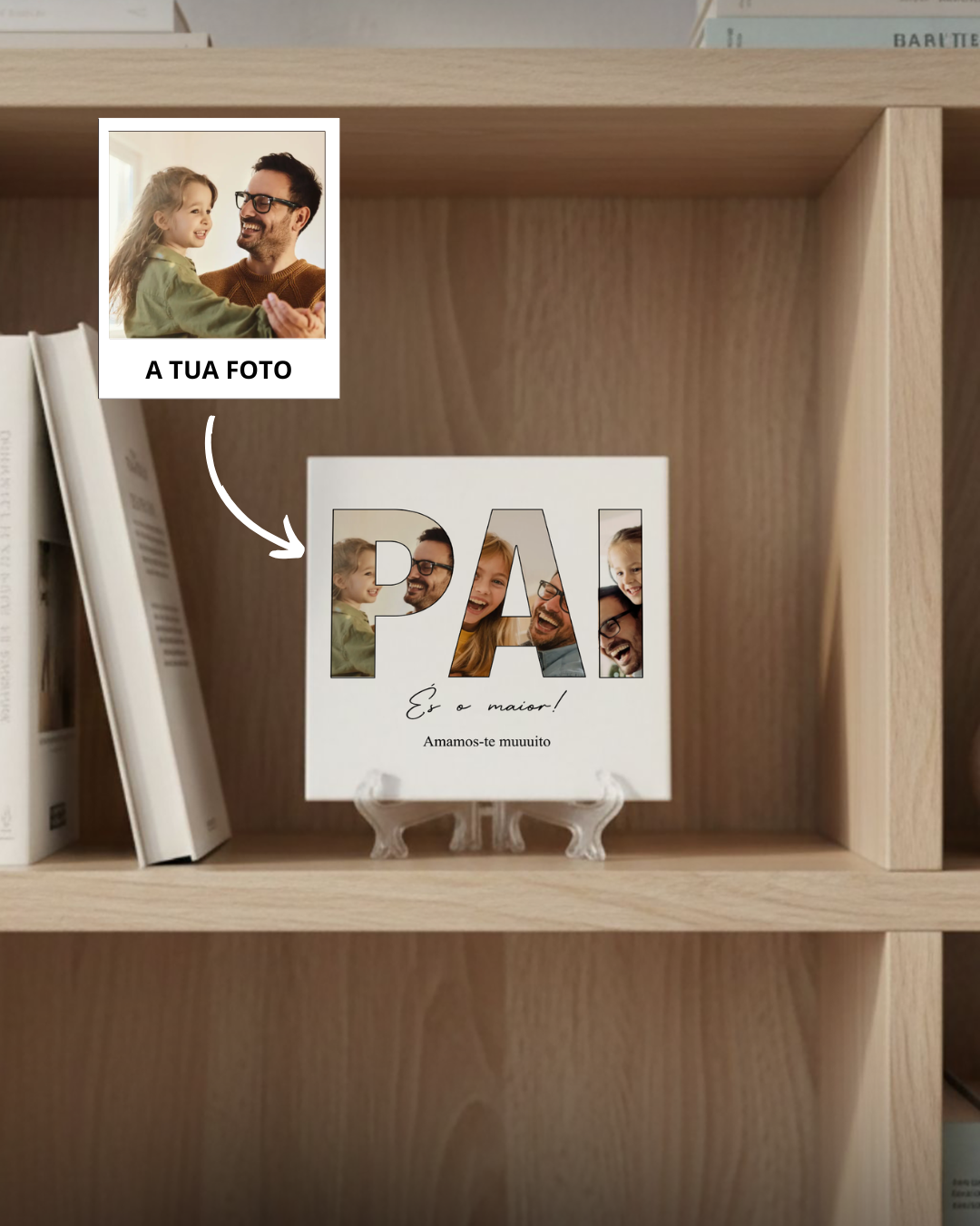 Azulejo "Pai" c/ 3 Fotografias Personalizado